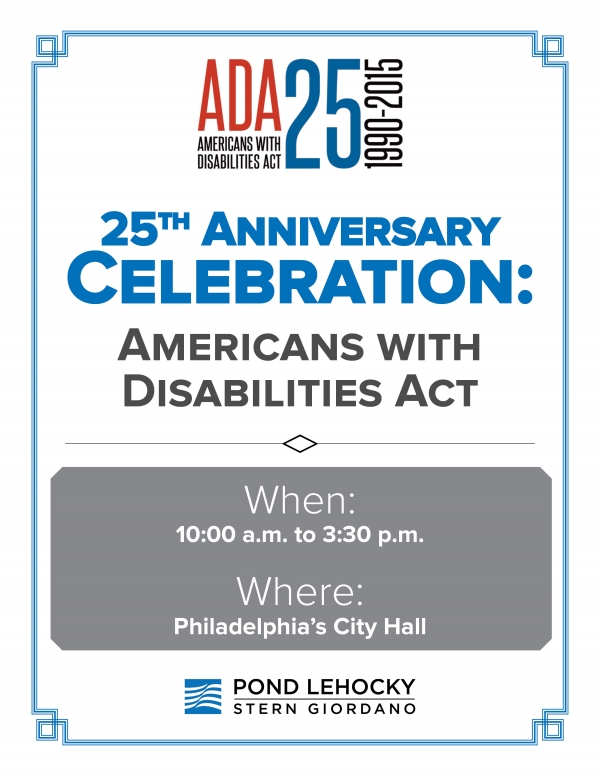 Join Pond Lehocky at City Hall to celebrate the 25th anniversary of the Americans with Disabilities Act