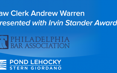 Pond Lehocky Law Clerk Recognized for Irvin Stander Award