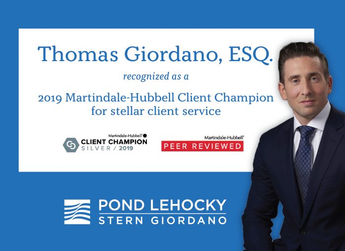 Pond Lehocky Partner Tom Giordano recognized for excellent client service